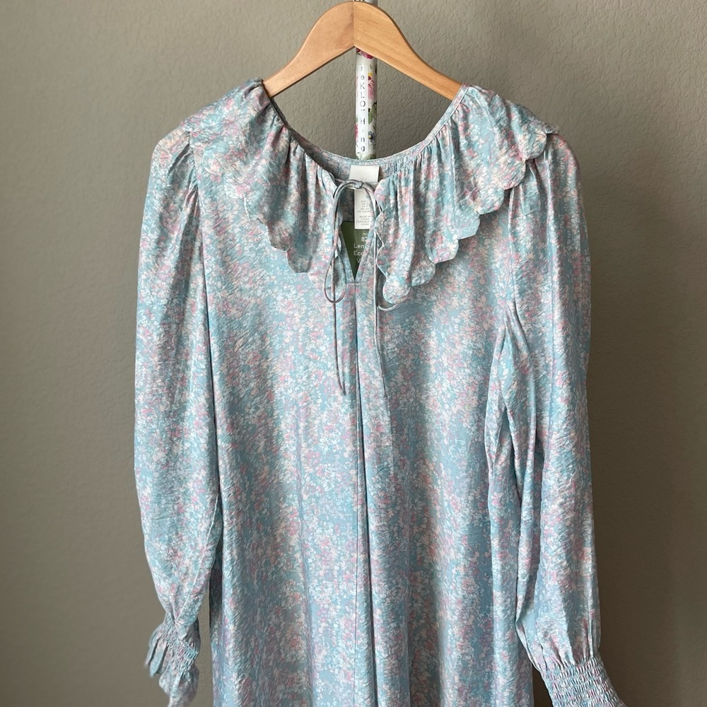 Boho Floral Flounce-collared - NWT H&M Long DRESS ties turquoise/pink - Picture 16 of 16